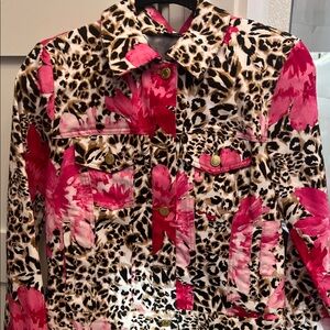 Boston Proper Leopard Print Jacket with Pink Accents